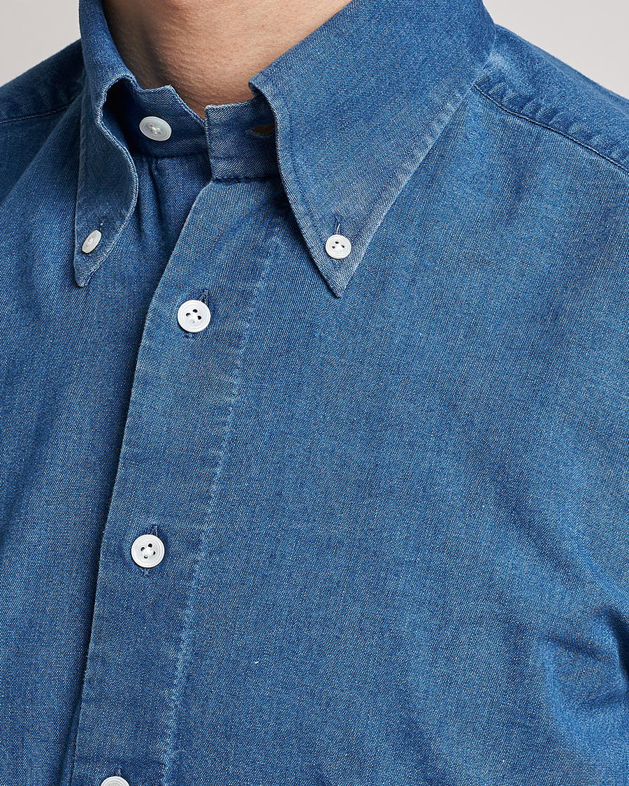 Mies | Kauluspaidat | 100Hands | Japanese Denim Bata Wash Shirt Blue