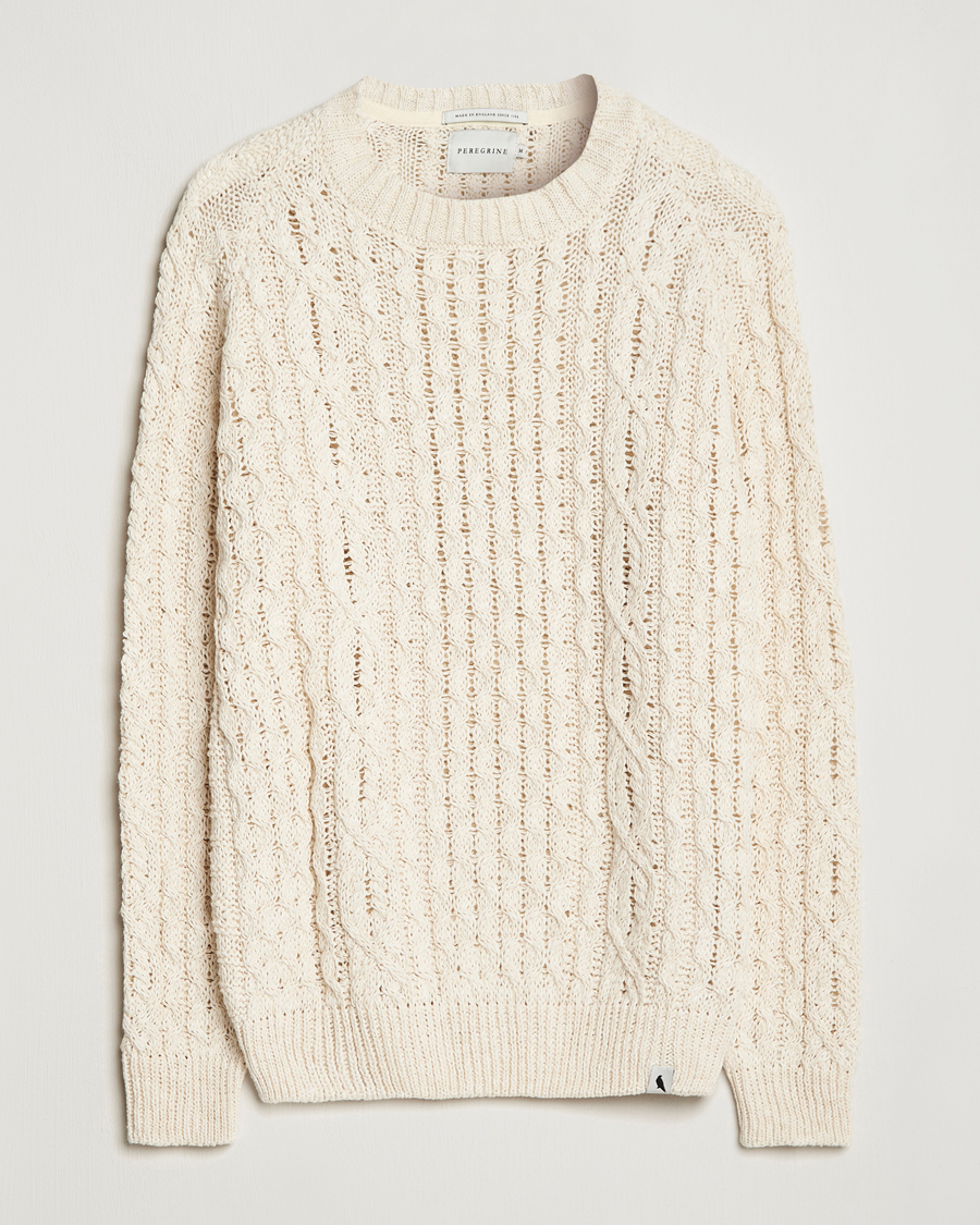 Mies | Puserot | Peregrine | Linen Arran Jumper Cream