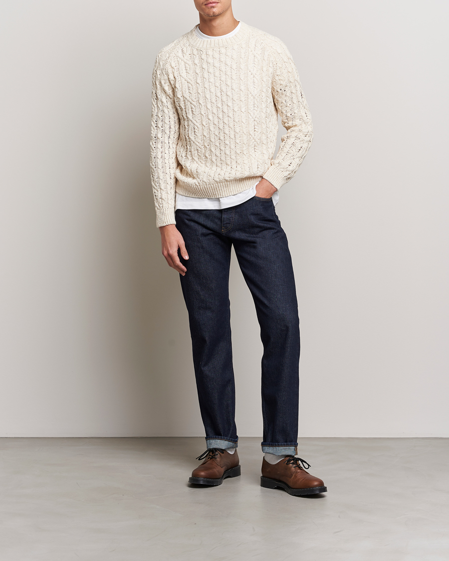 Mies | Puserot | Peregrine | Linen Arran Jumper Cream