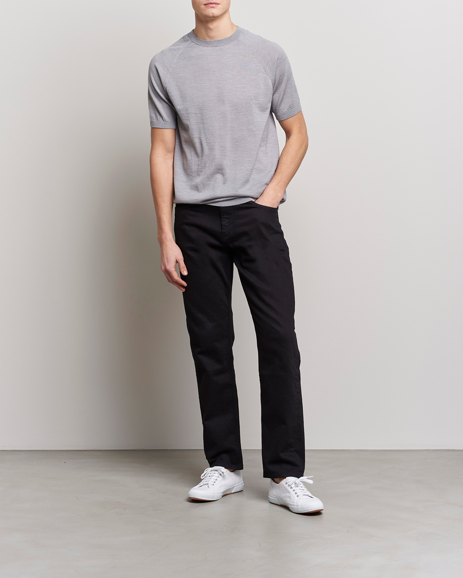 Mies | T-paidat | Peregrine | Knitted Wool T-Shirt Light Grey