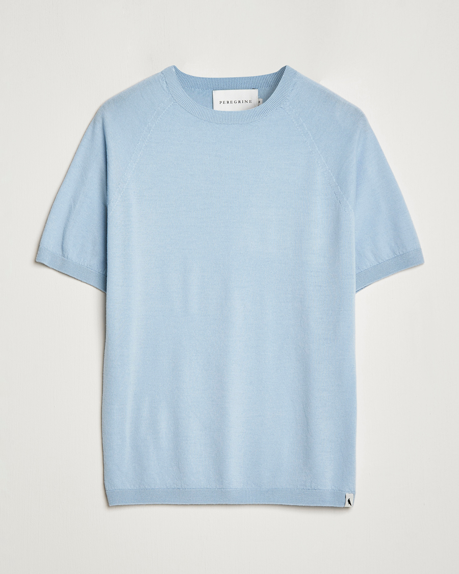 Mies | T-paidat | Peregrine | Knitted Wool T-Shirt Ocean