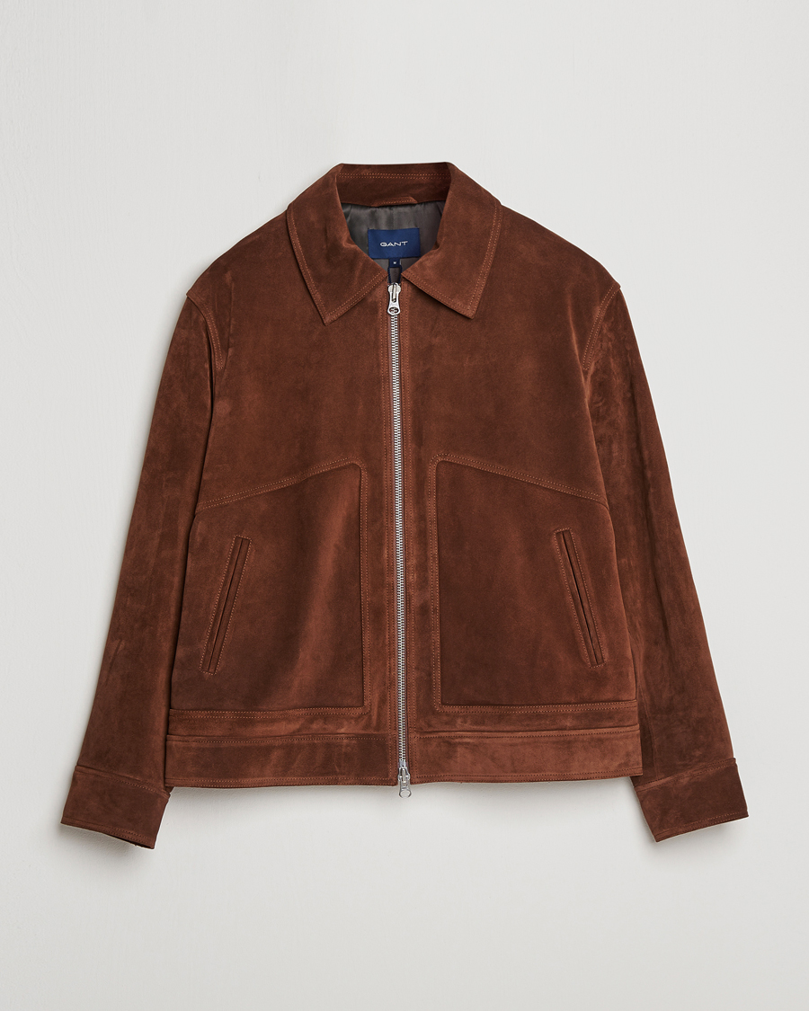 Mies | Takit | GANT | Suede Jacket Mahogany Brown