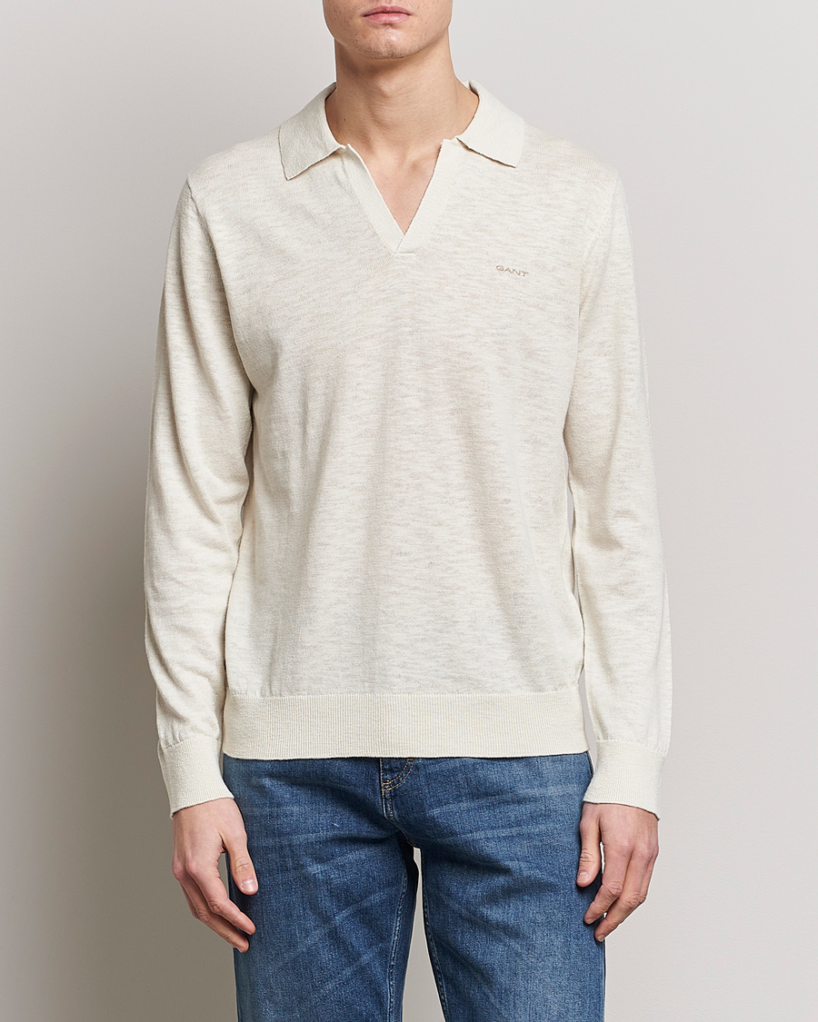 Mies |  | GANT | Cotton/Linen Knitted Polo Putty