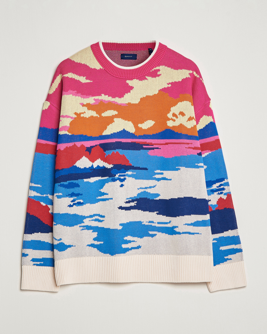 Mies | Puserot | GANT | Landscape Printed Knitted Crew Neck Multi