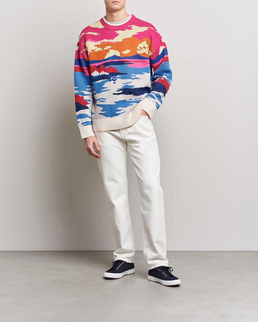 Mies | Puserot | GANT | Landscape Printed Knitted Crew Neck Multi