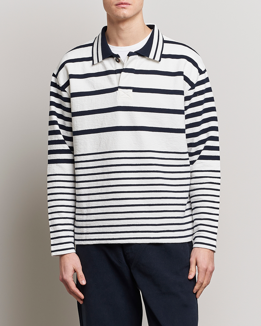 Mies | Rugby-paidat | GANT | Heavy Knitted Striped Rugger Eggshell