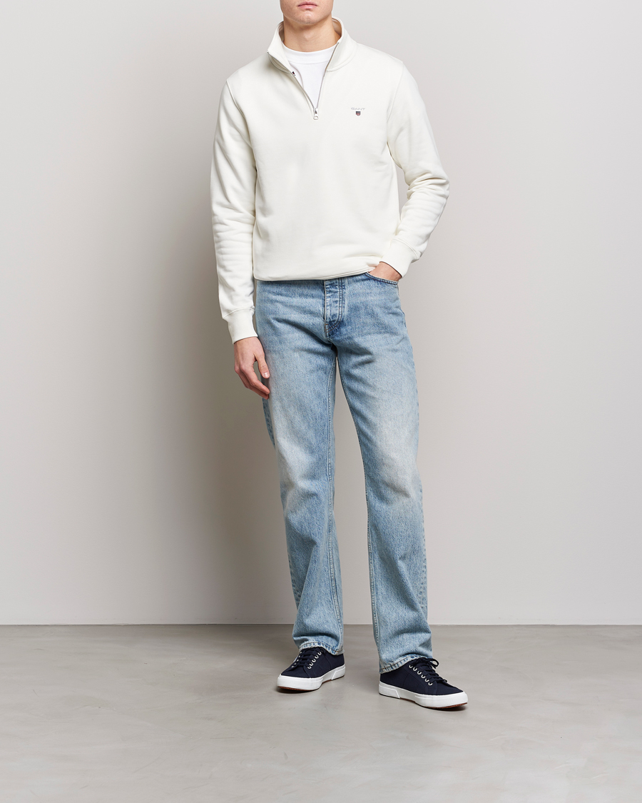 Mies | Puserot | GANT | Original Shield Logo Half-Zip Eggshell