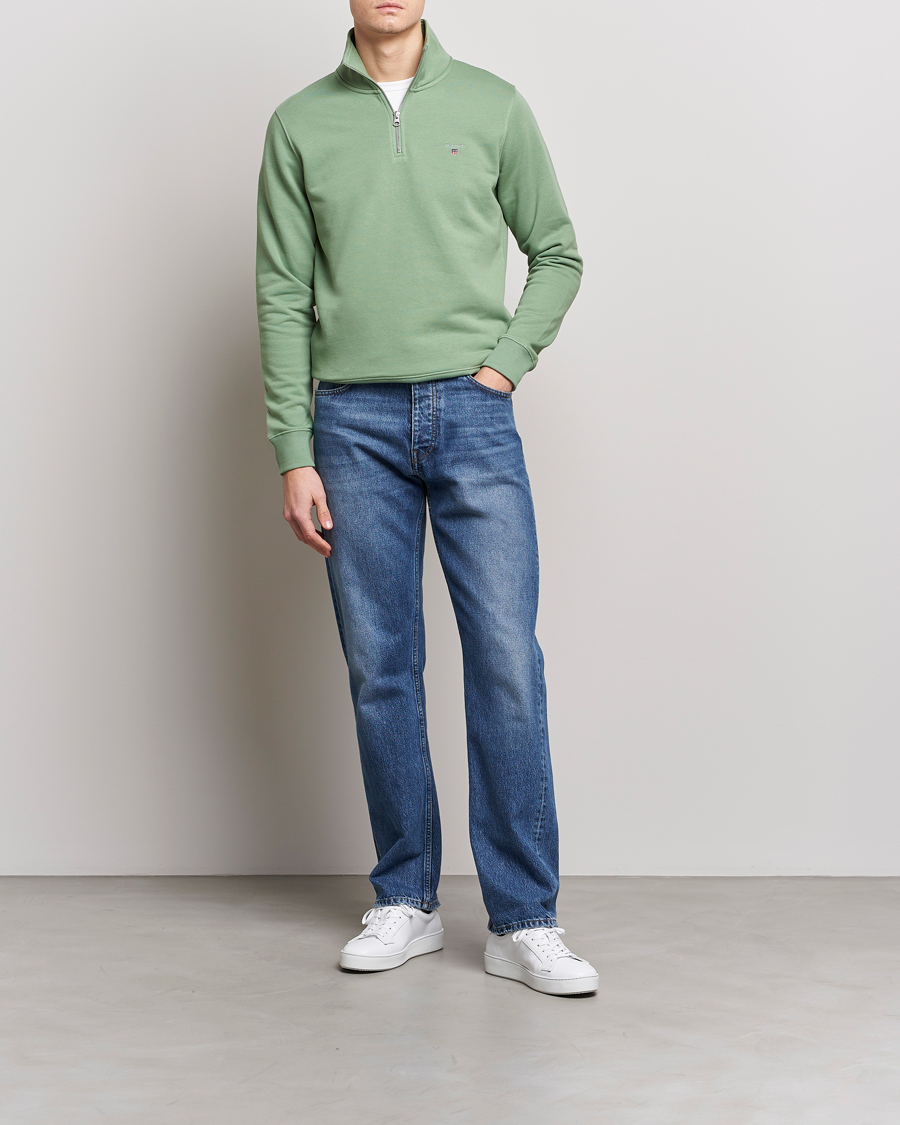 Mies | Puserot | GANT | Original Shield Logo Half-Zip Kalamata Green