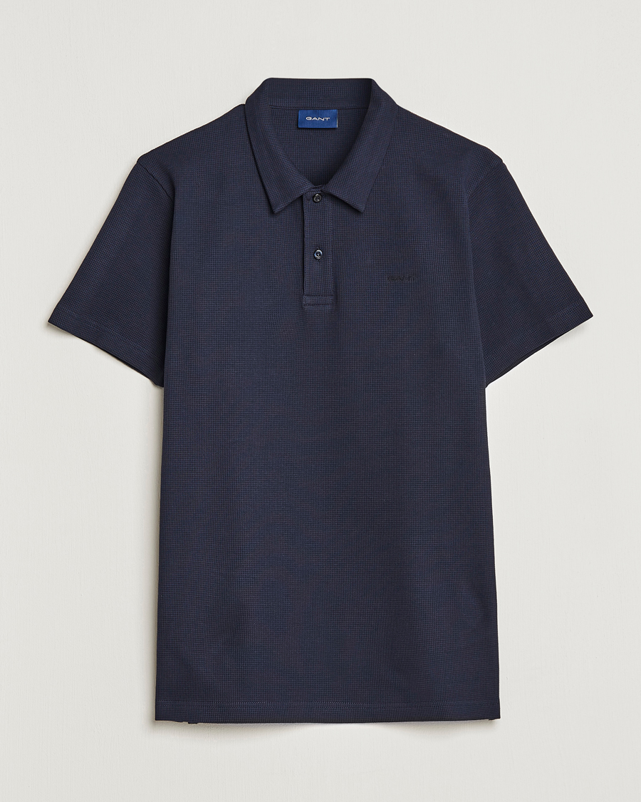 Mies | Pikeet | GANT | Waffle Textured Polo Evening Blue