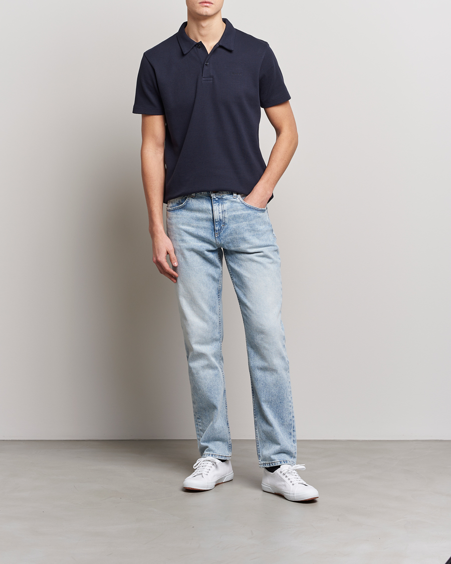 Mies | Pikeet | GANT | Waffle Textured Polo Evening Blue