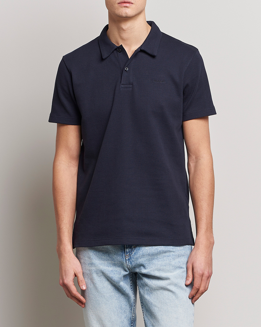 Mies |  | GANT | Waffle Textured Polo Evening Blue