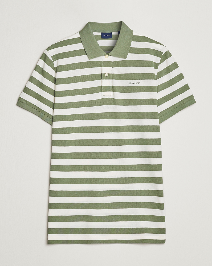 Mies | Pikeet | GANT | Striped Polo Calamata Green