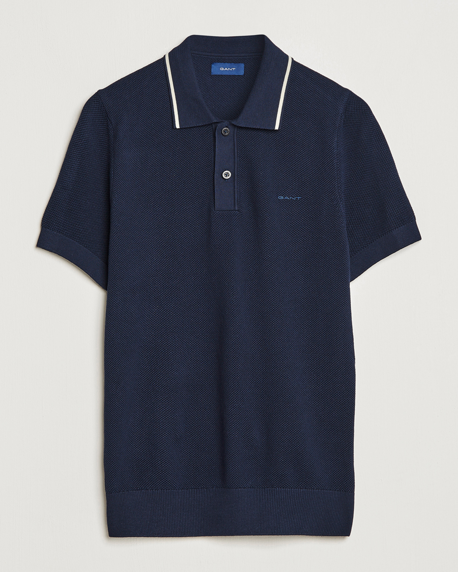 Mies | Pikeet | GANT | Cotton Knitted Polo Evening Blue