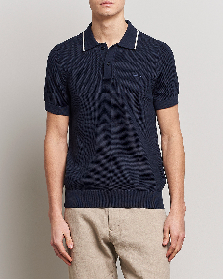 Mies |  | GANT | Cotton Knitted Polo Evening Blue