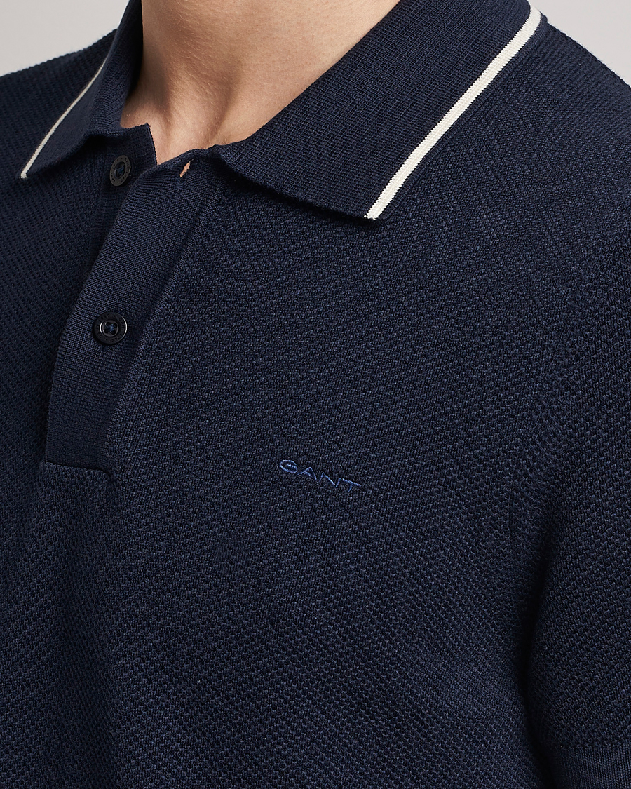Mies | Pikeet | GANT | Cotton Knitted Polo Evening Blue