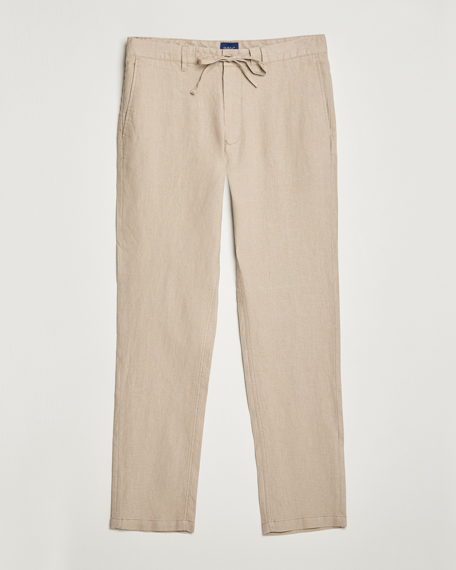 Mies | Housut | GANT | Relaxed Linen Drawstring Pants Concrete Beige