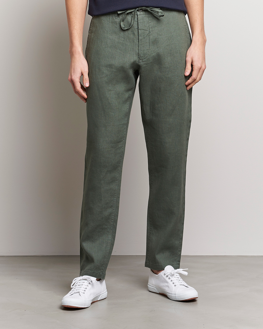 Mies | GANT | GANT | Relaxed Linen Drawstring Pants Green Ash