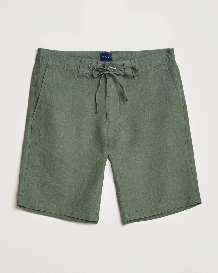 Mies | Shortsit | GANT | Relaxed Linen Drawstring Shorts Green Ash