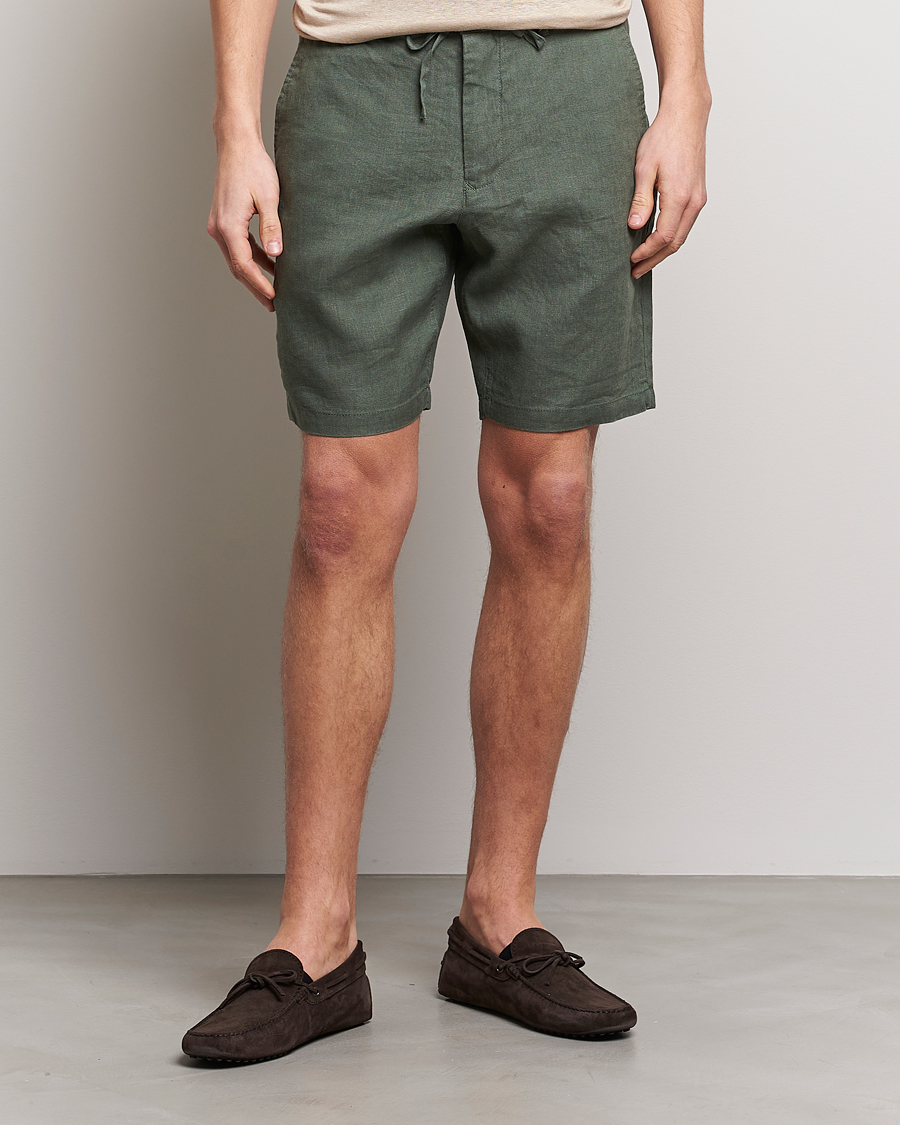 Mies | Pellavashortsit | GANT | Relaxed Linen Drawstring Shorts Green Ash