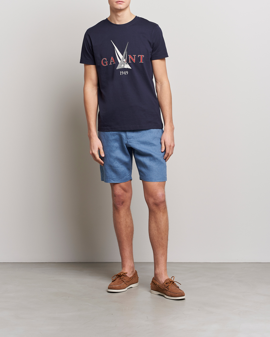 Mies | Shortsit | GANT | Relaxed Linen Drawstring Shorts Salty Sea Blue