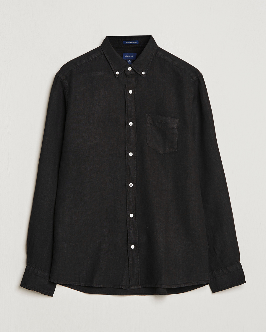 Mies | Kauluspaidat | GANT | Regular Fit Garment Dyed Linen Shirt Black