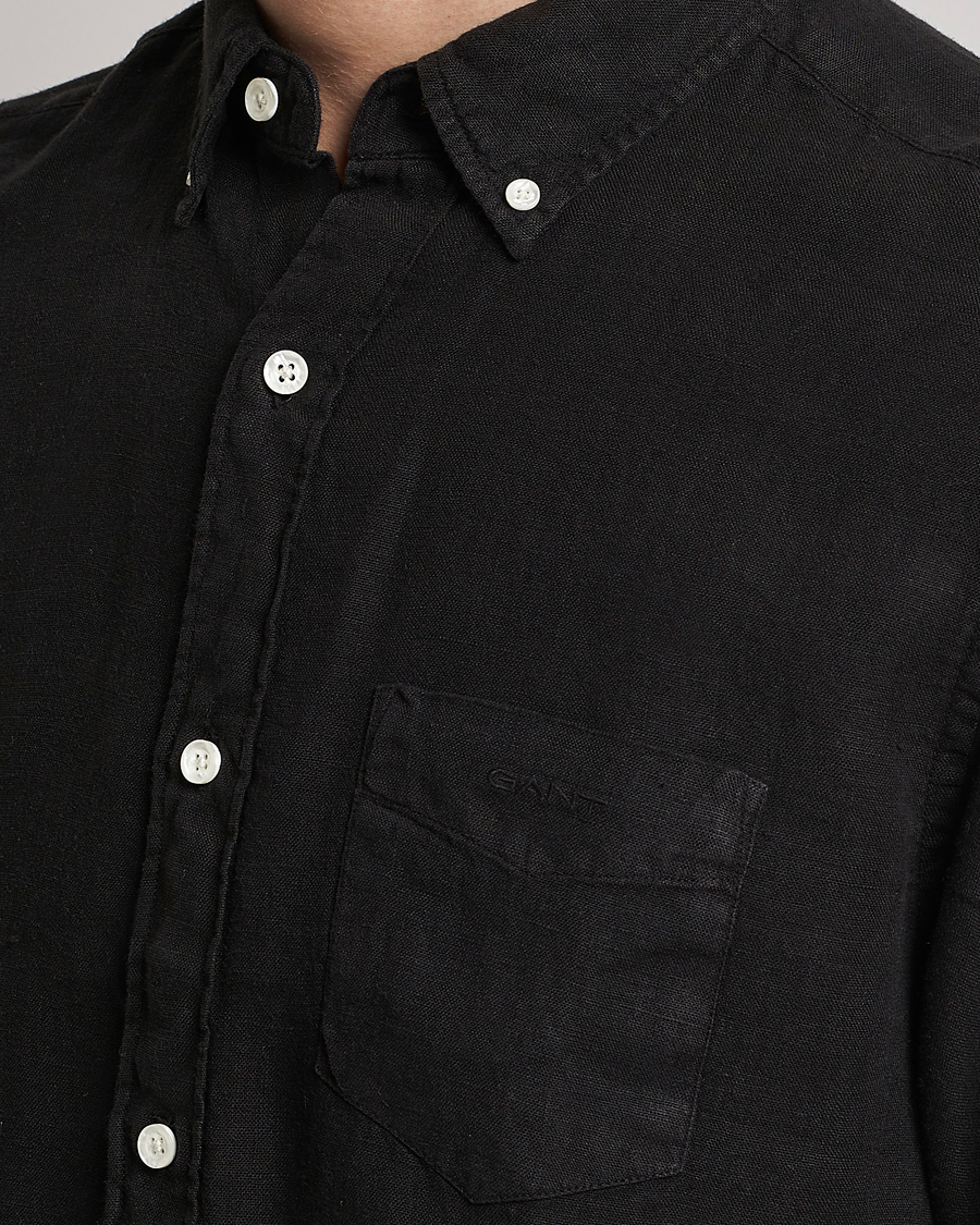 Mies | Kauluspaidat | GANT | Regular Fit Garment Dyed Linen Shirt Black