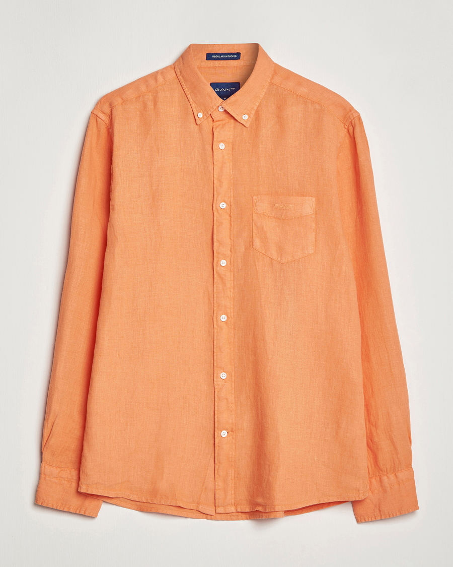 Mies | Kauluspaidat | GANT | Regular Fit Garment Dyed Linen Shirt Apricot Orange