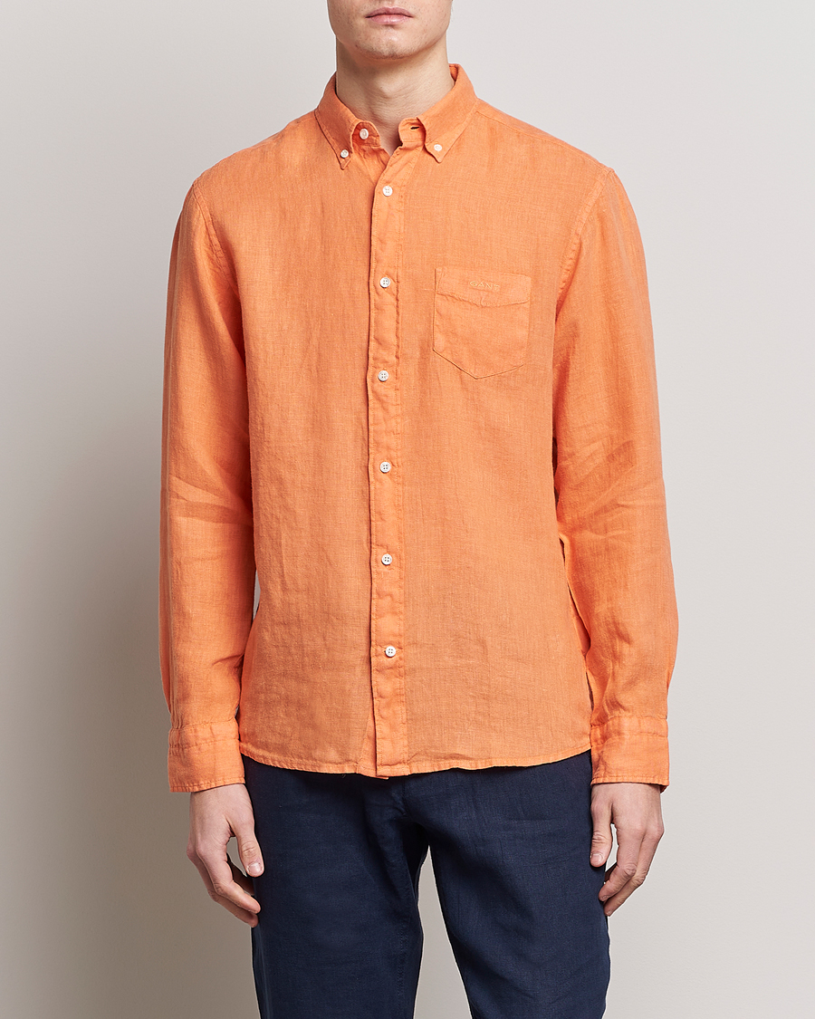 Mies |  | GANT | Regular Fit Garment Dyed Linen Shirt Apricot Orange