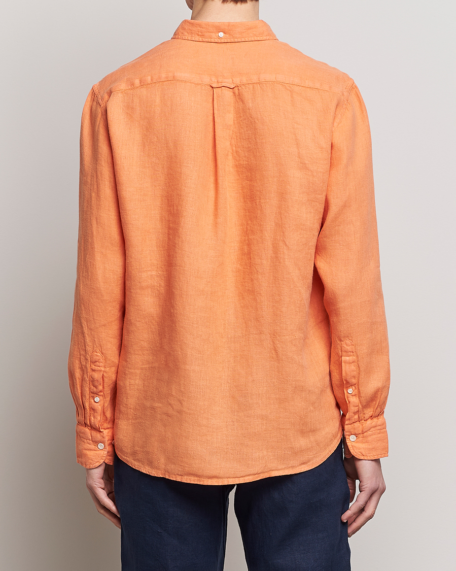 Mies | Kauluspaidat | GANT | Regular Fit Garment Dyed Linen Shirt Apricot Orange