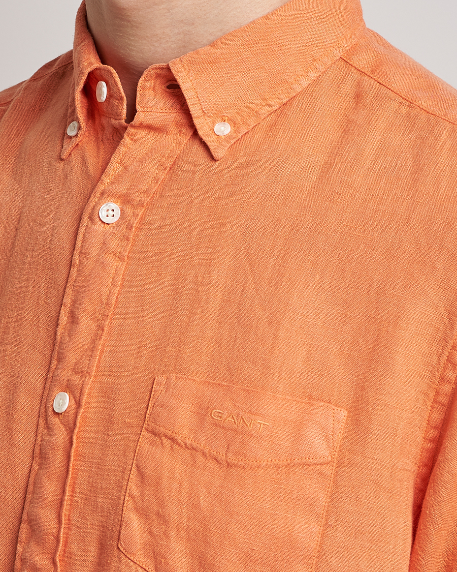 Mies | Kauluspaidat | GANT | Regular Fit Garment Dyed Linen Shirt Apricot Orange