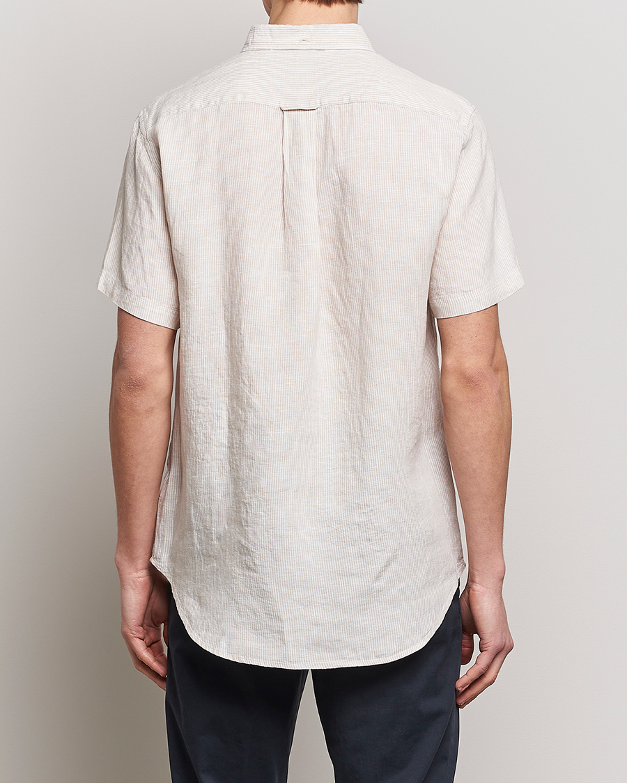 Mies | Kauluspaidat | GANT | Regular Fit Striped Linen Short Sleeve Shirt Dry Sand