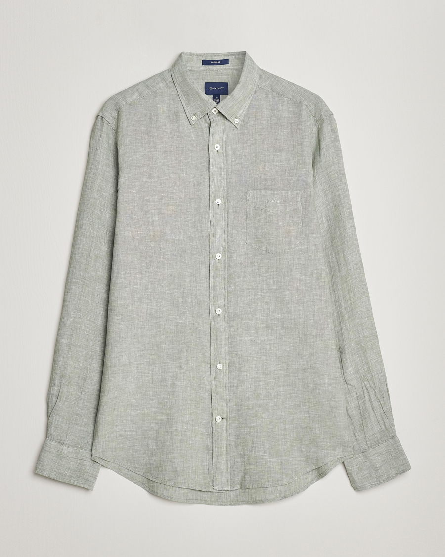 Mies | Kauluspaidat | GANT | Regular Fit Linen Shirt Calamata Green