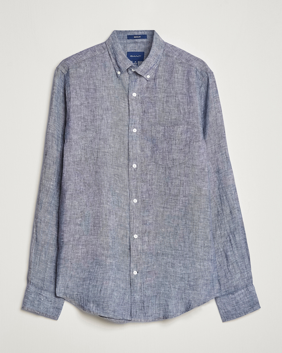 Mies | Kauluspaidat | GANT | Regular Fit Linen Shirt Marine