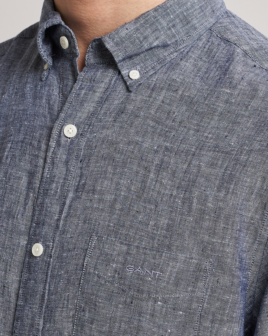 Mies | Kauluspaidat | GANT | Regular Fit Linen Shirt Marine