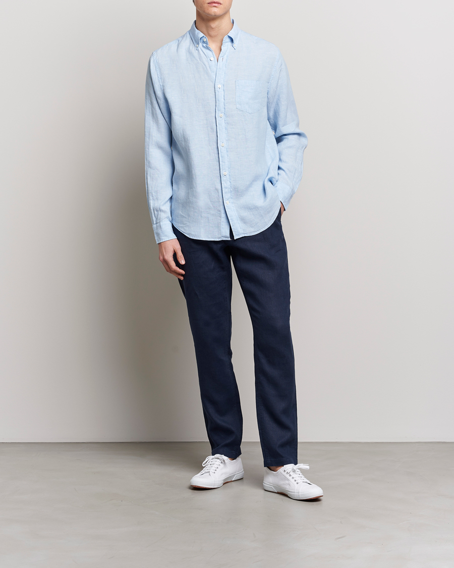 Mies | Kauluspaidat | GANT | Regular Fit Linen Shirt Capri Blue