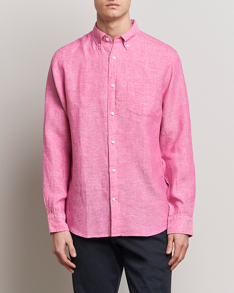 Mies |  | GANT | Regular Fit Linen Shirt Pink