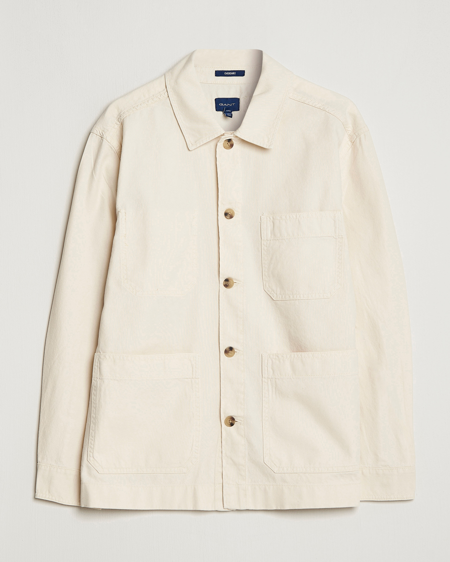 Mies | Kauluspaidat | GANT | Garment Dyed Cotton/Linen Overshirt Ecru