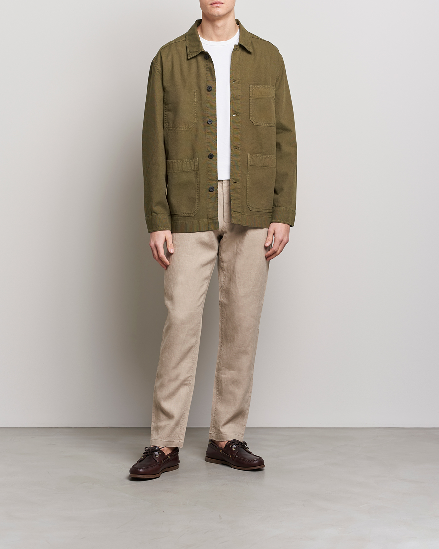 Mies | Kauluspaidat | GANT | Garment Dyed Cotton/Linen Overshirt Racing Green