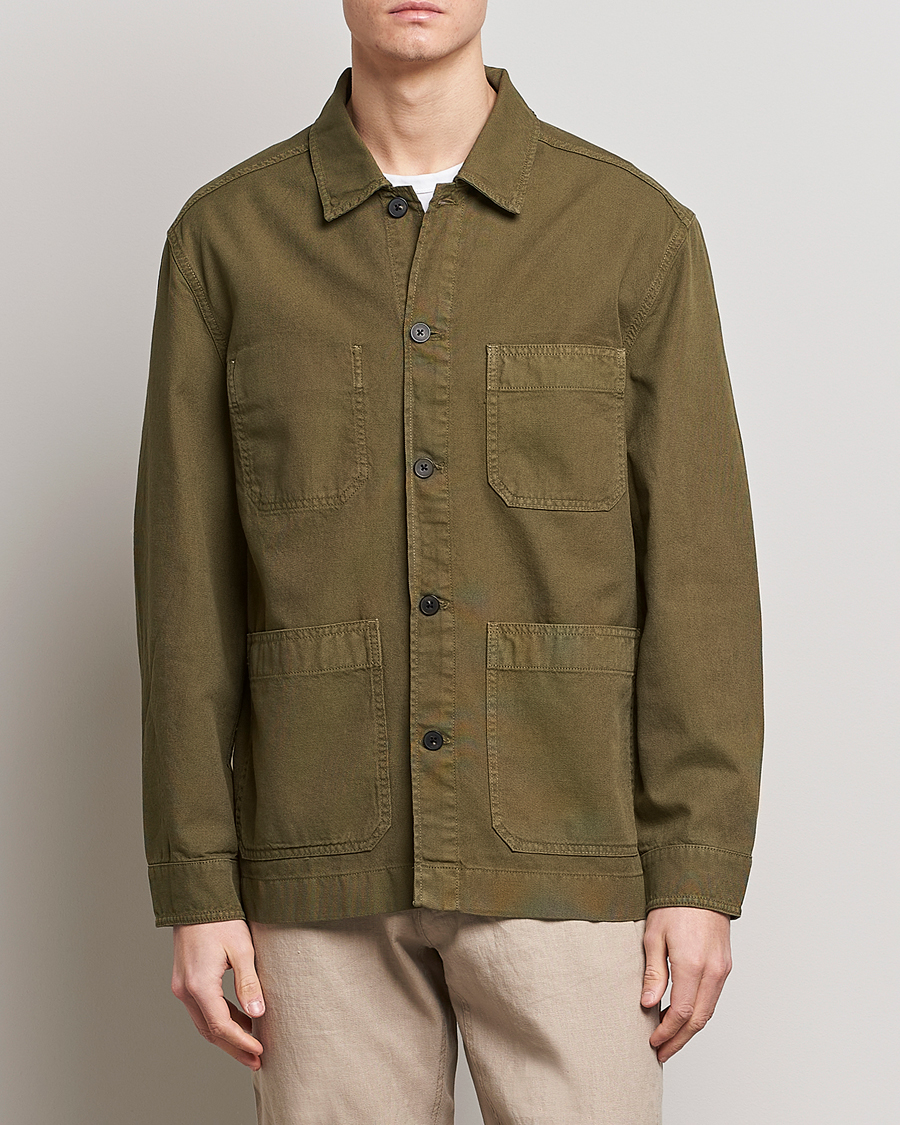 Mies | GANT | GANT | Garment Dyed Cotton/Linen Overshirt Racing Green