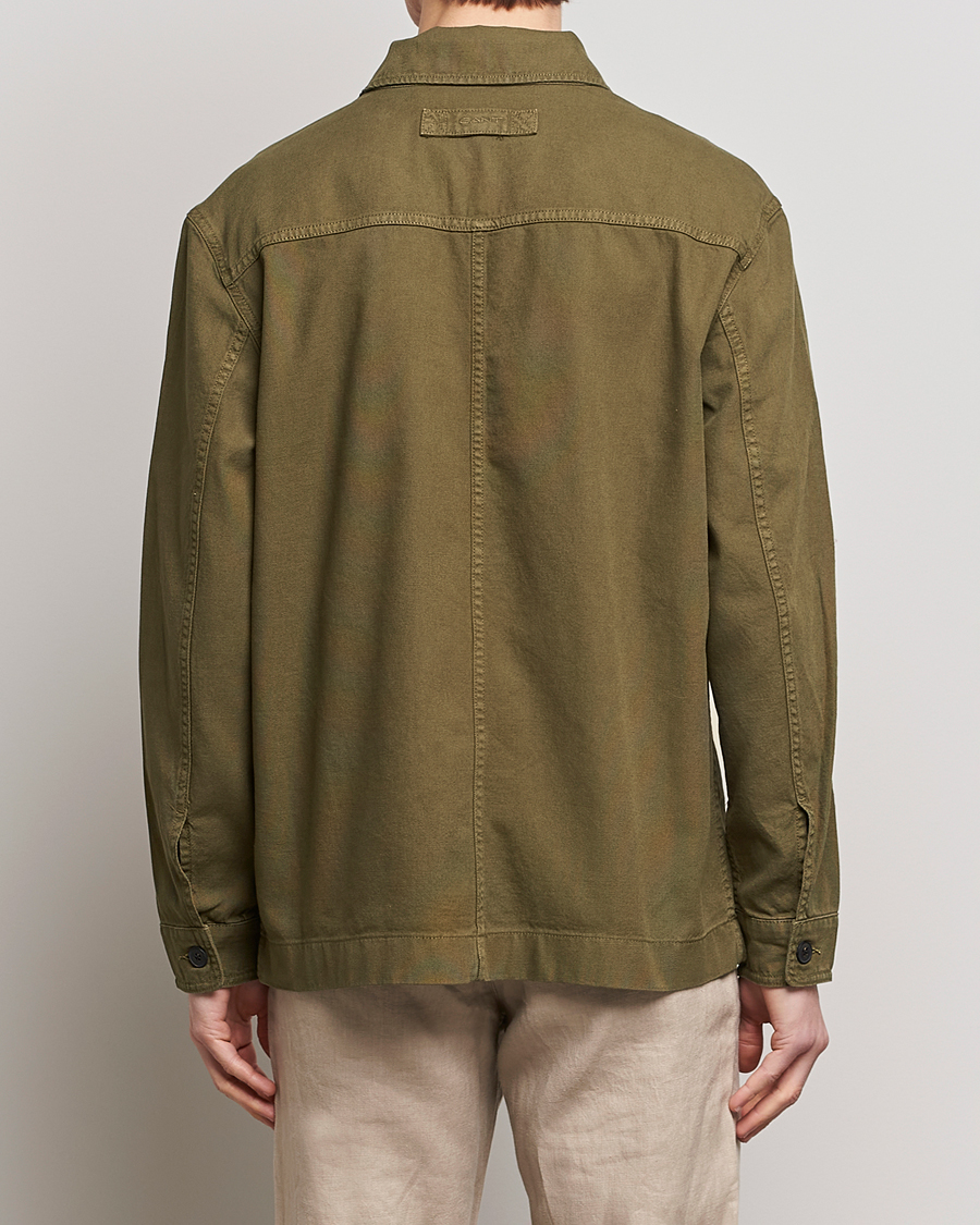 Mies | Kauluspaidat | GANT | Garment Dyed Cotton/Linen Overshirt Racing Green