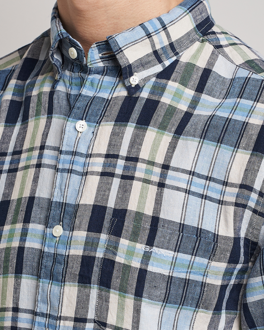 Mies | Kauluspaidat | GANT | Regular Fit Linen Madras Checked Shirt Marine Multi