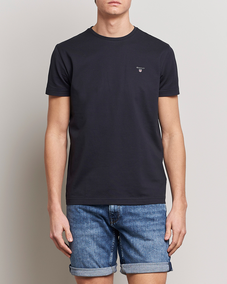 Mies |  | GANT | Cotton Pique Crew Neck T-Shirt Black