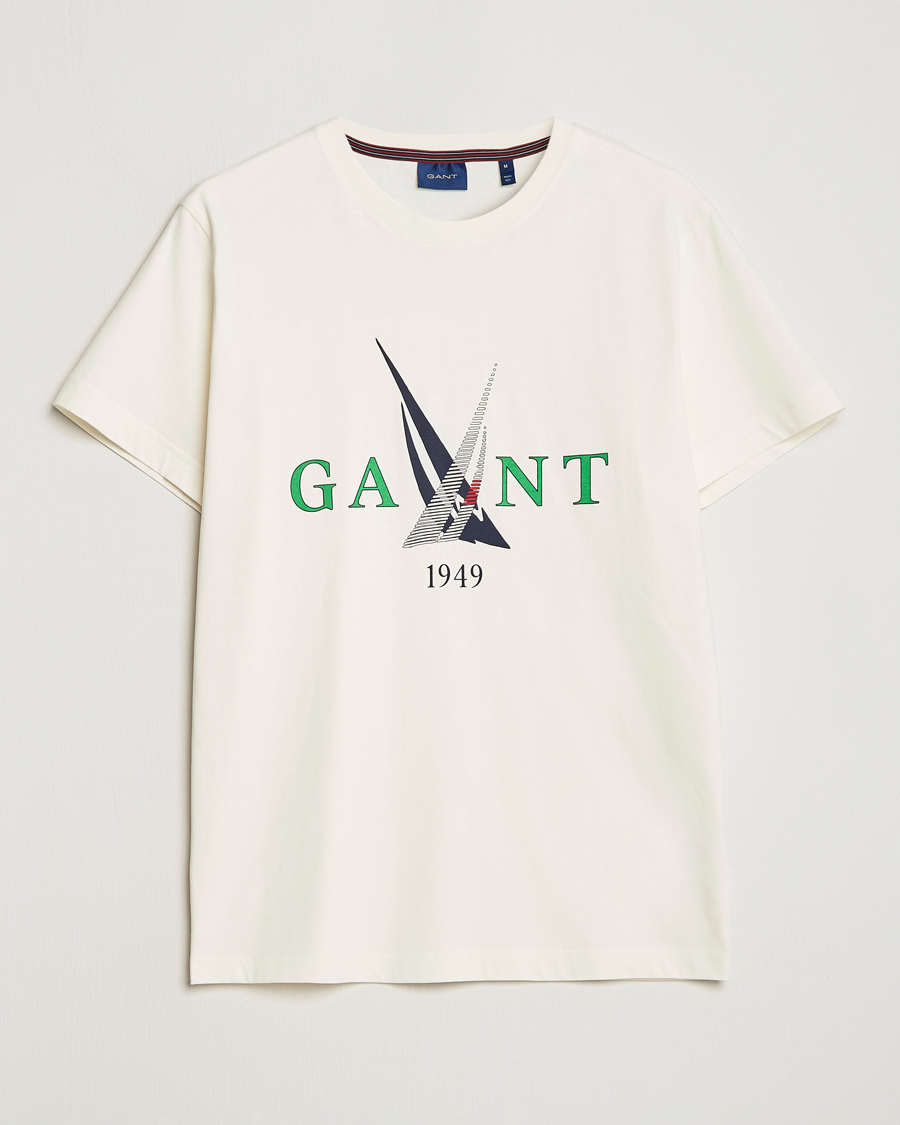Mies | T-paidat | GANT | Sailing Logo Crew Neck T-Shirt Cream