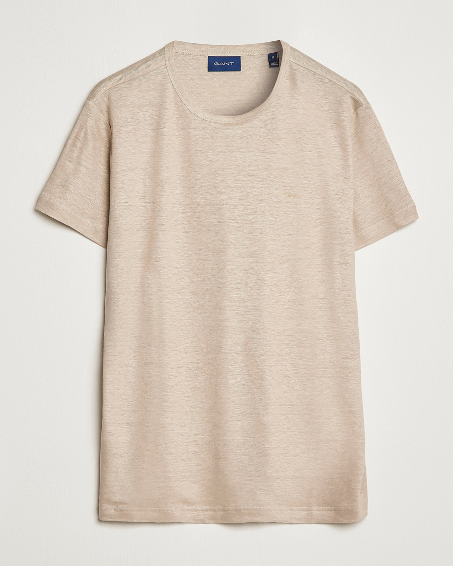 Mies | T-paidat | GANT | Cotton/Linen Crew Neck T-Shirt Khaki Beige
