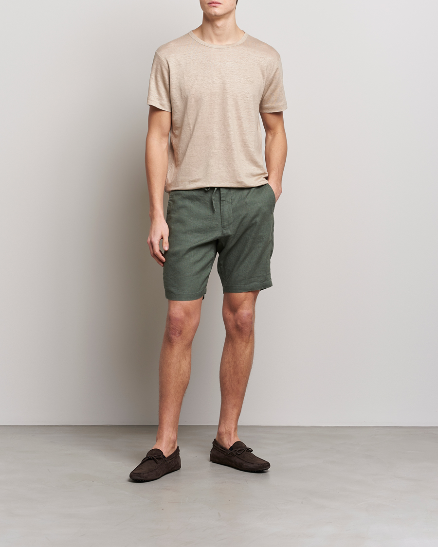 Mies | T-paidat | GANT | Cotton/Linen Crew Neck T-Shirt Khaki Beige