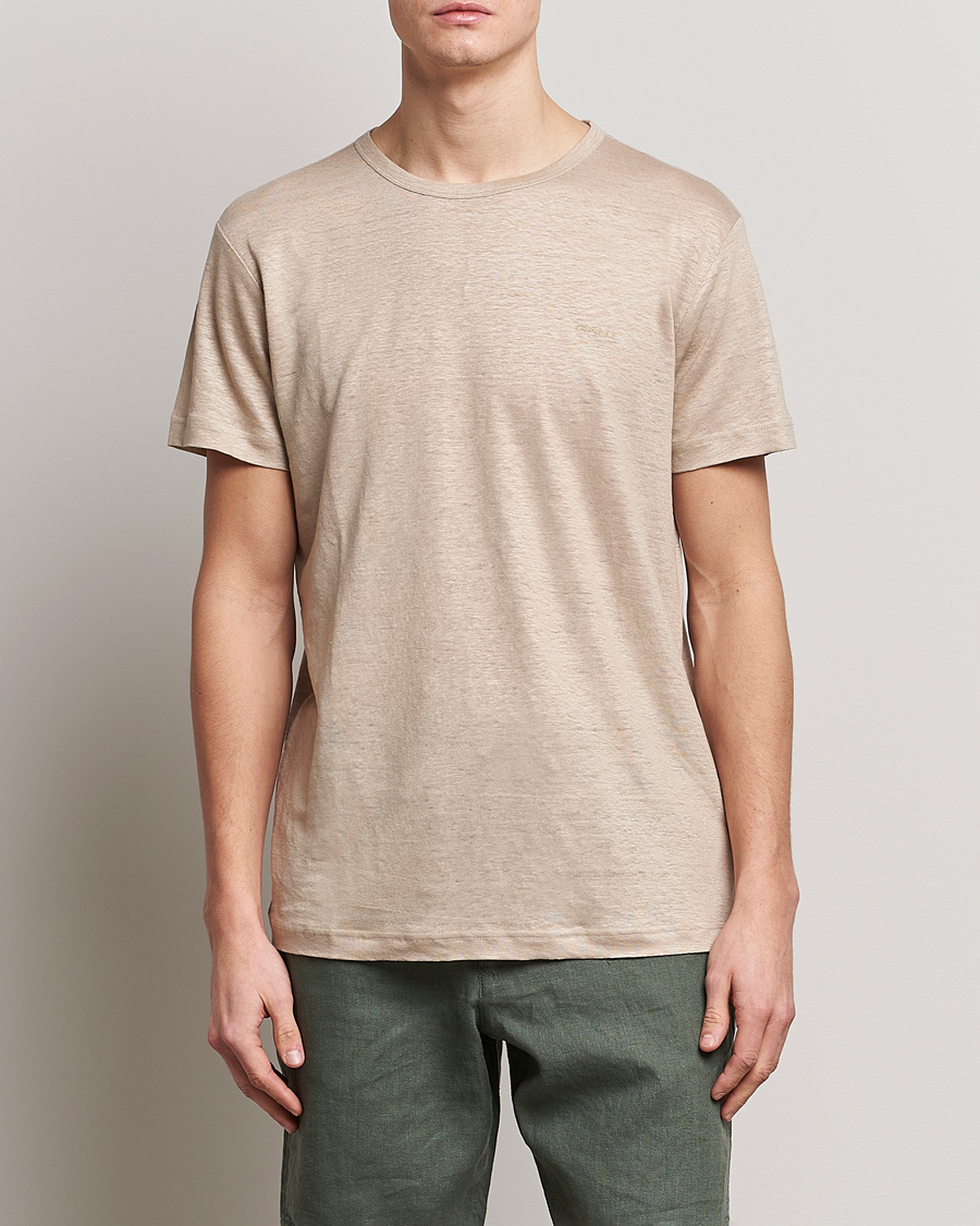 Mies |  | GANT | Cotton/Linen Crew Neck T-Shirt Khaki Beige