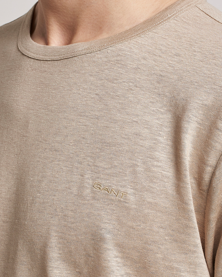 Mies | T-paidat | GANT | Cotton/Linen Crew Neck T-Shirt Khaki Beige