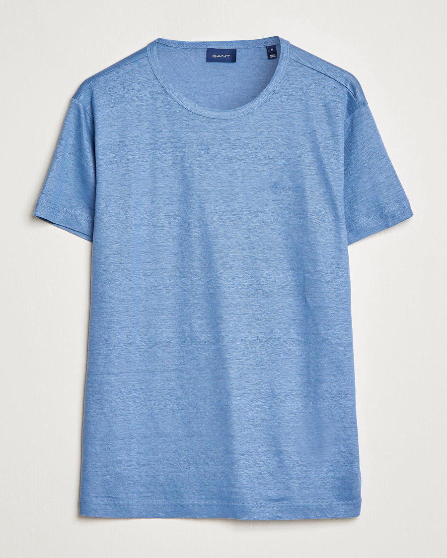 Mies | T-paidat | GANT | Cotton/Linen Crew Neck T-Shirt Salty Sea Blue