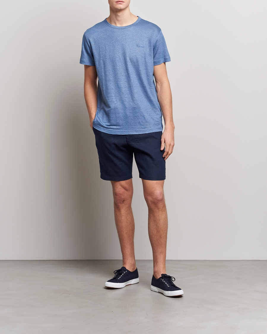 Mies | T-paidat | GANT | Cotton/Linen Crew Neck T-Shirt Salty Sea Blue