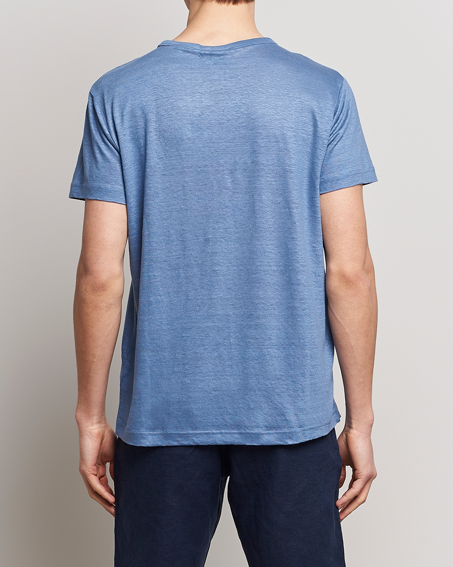 Mies | T-paidat | GANT | Cotton/Linen Crew Neck T-Shirt Salty Sea Blue